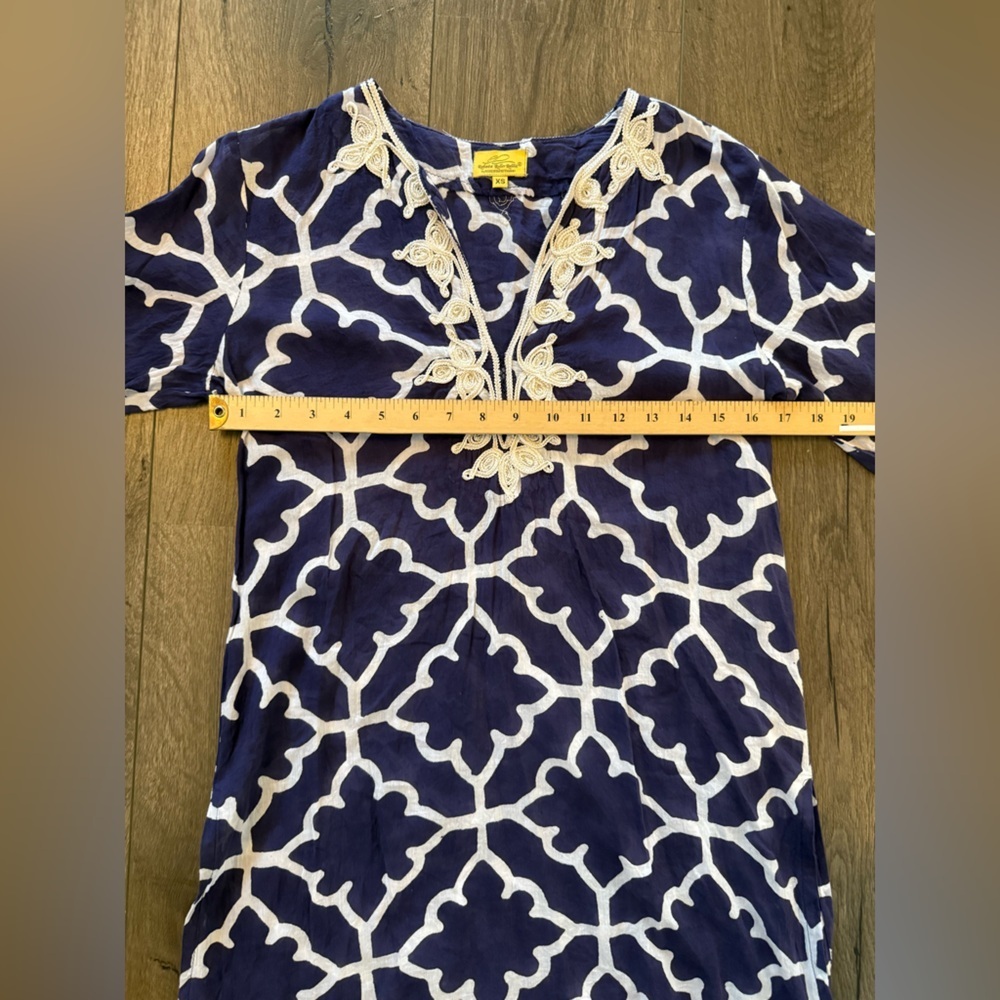 Roberta Roller Rabbit XS Navy White Tunic Embroidered Boho Resort Cover Up - Picture 6 of 10